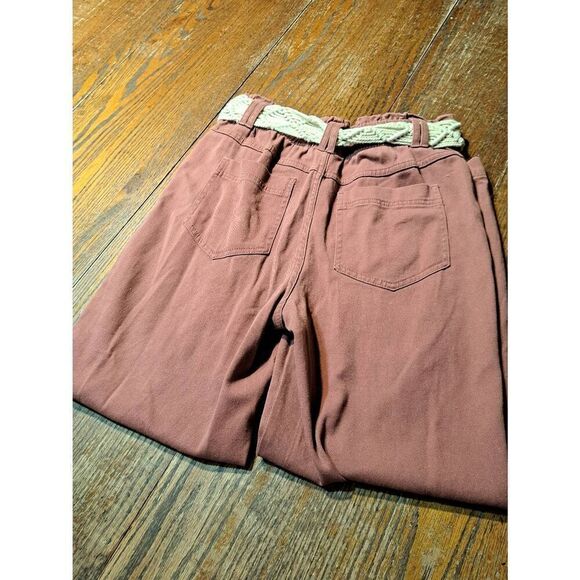 XS Knox Rose Elastic Partial Waist High Rise 4 Button Fly Pants Crochet Belt - Picture 3 of 3